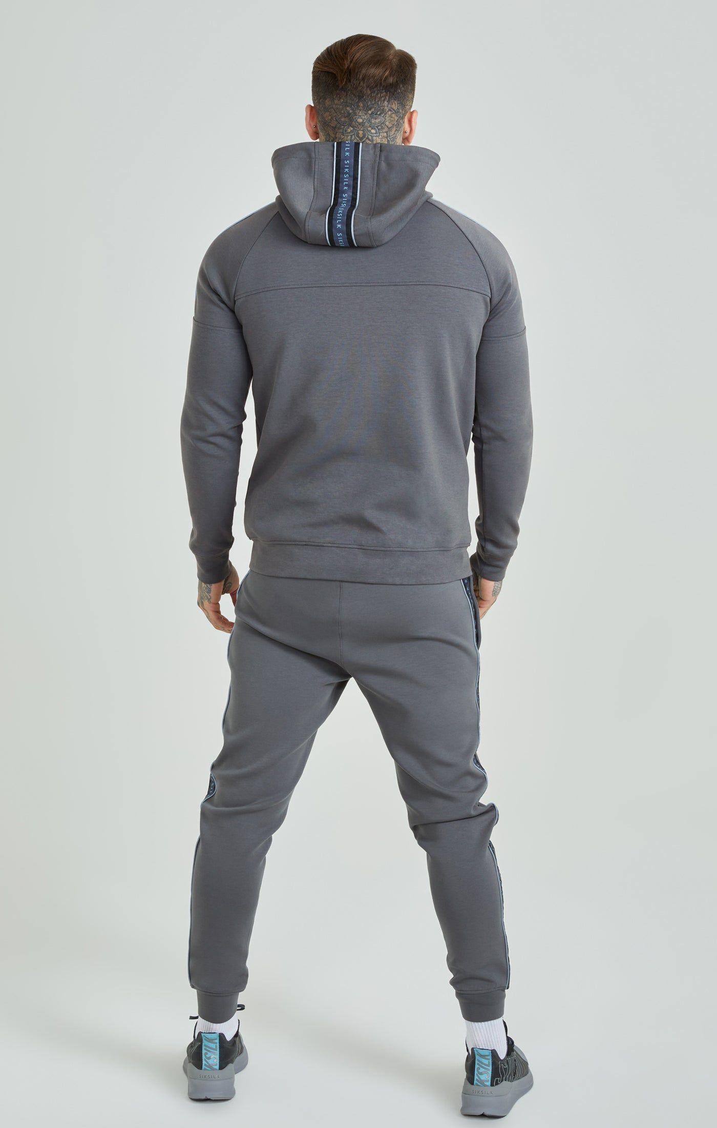 Grey Branded Tape Zip Thru Hoodie sold by Siksilk product image thumbnail 5