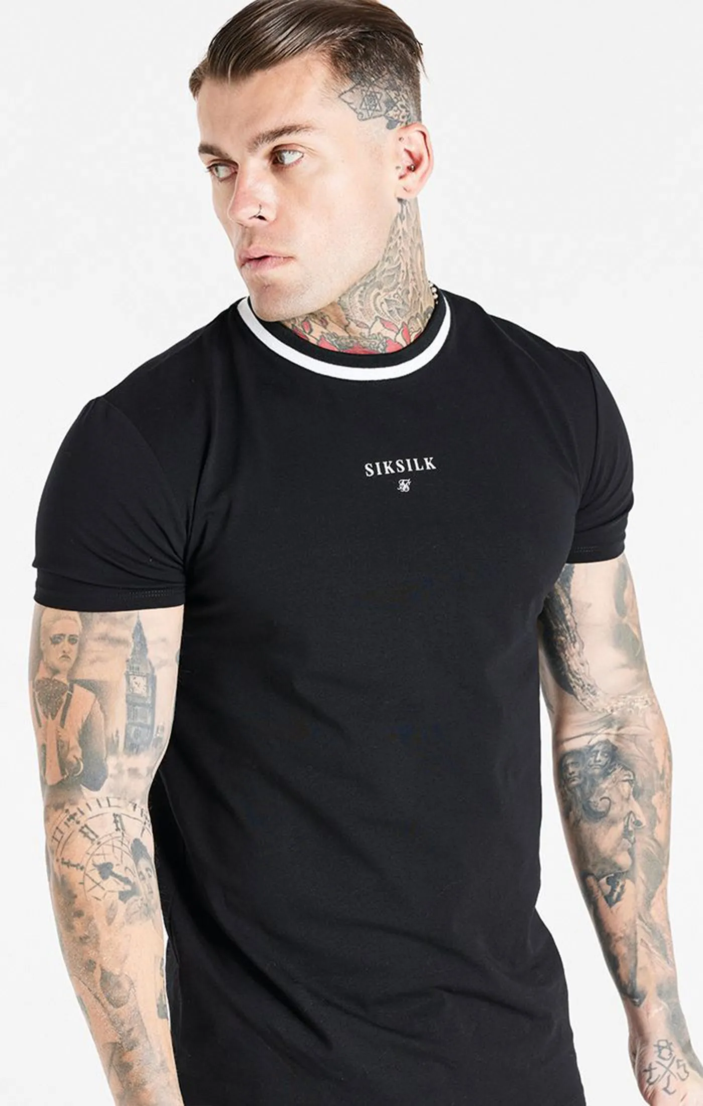 Black Muscle Fit T-Shirt sold by Siksilk