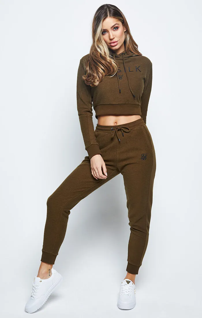 SikSilk Reverse Fleece Cropped Hoodie - Khaki sold by Siksilk product image thumbnail 4