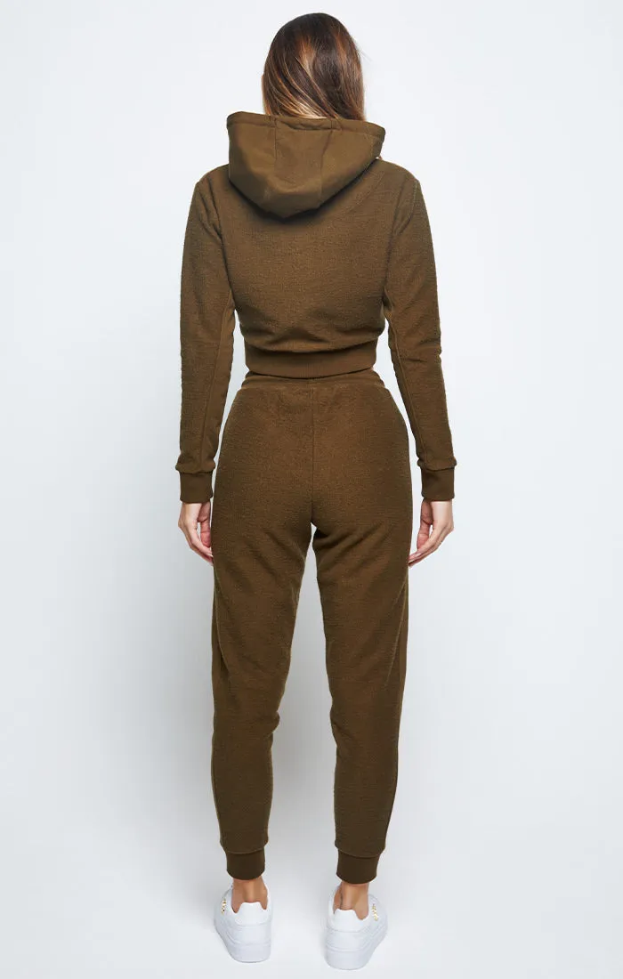 SikSilk Reverse Fleece Cropped Hoodie - Khaki sold by Siksilk product image thumbnail 5