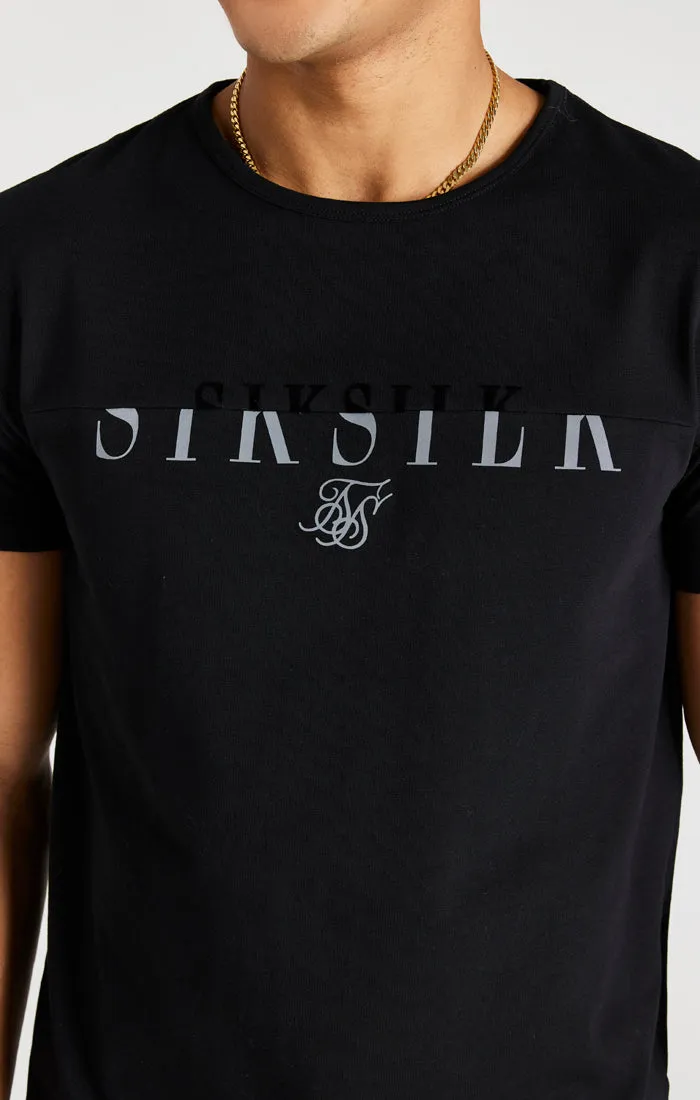 Black Printed Logo Muscle Fit T-Shirt sold by Siksilk product image thumbnail 3