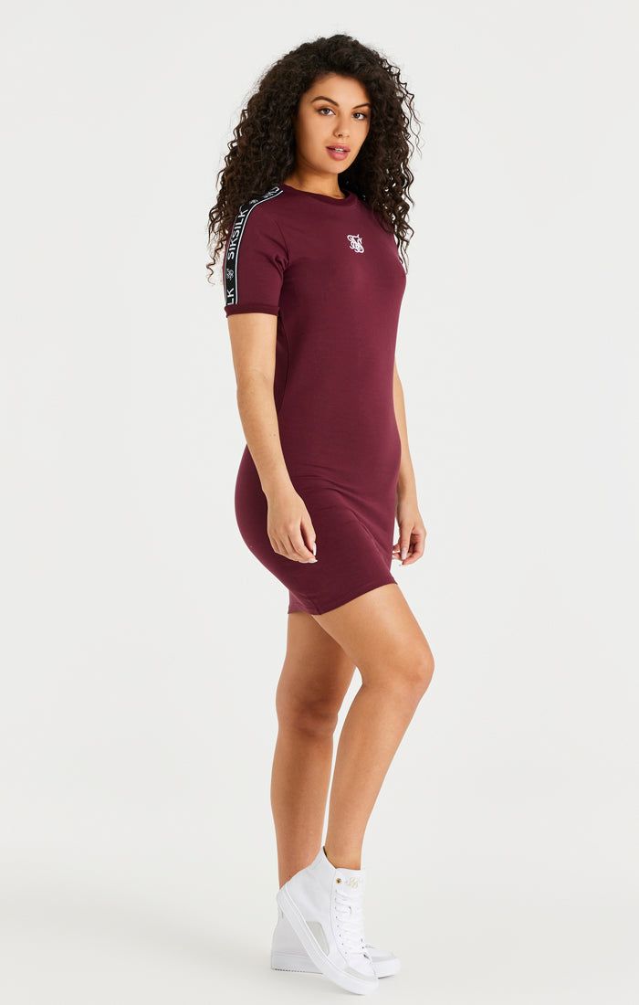 Burgundy Tape Bodycon Dress sold by Siksilk product image thumbnail 7