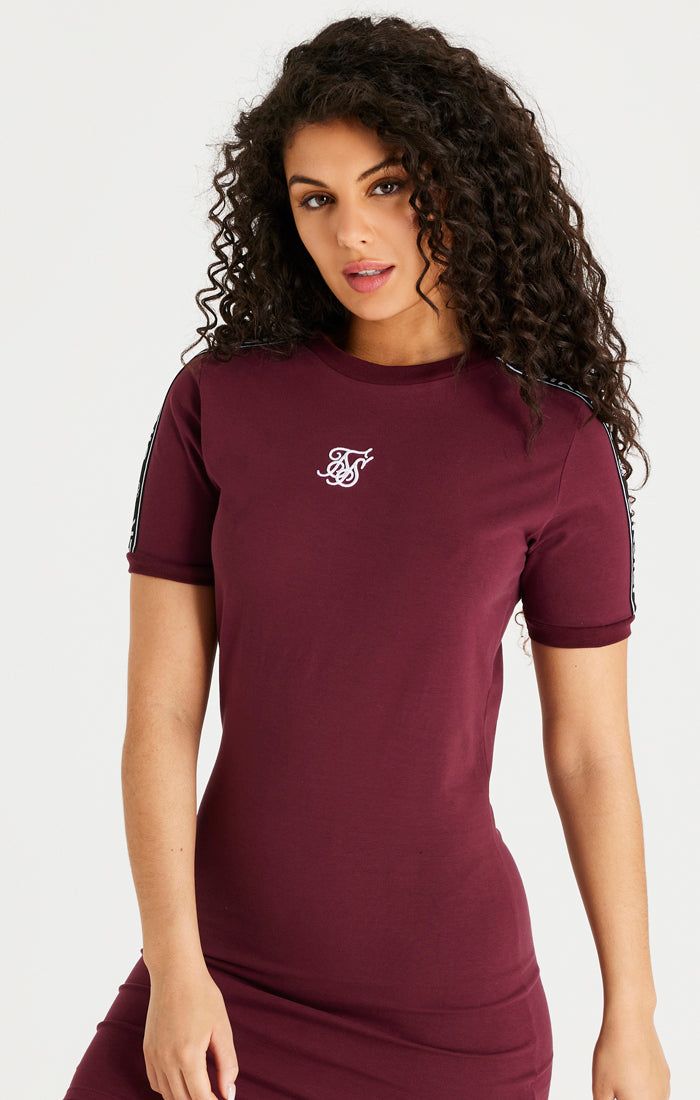 Burgundy Tape Bodycon Dress sold by Siksilk product image thumbnail 2