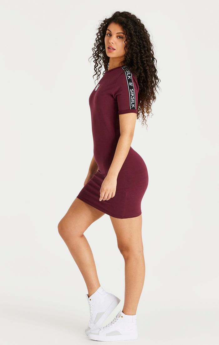 Burgundy Tape Bodycon Dress sold by Siksilk product image thumbnail 6