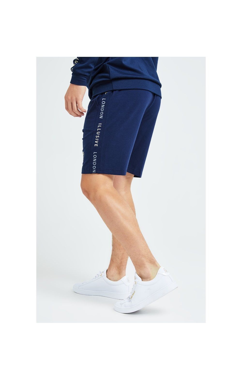 Illusive London Legacy Jersey Shorts -Navy & Cream sold by Siksilk product image thumbnail 2