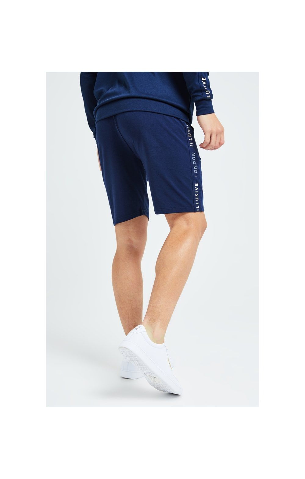 Illusive London Legacy Jersey Shorts -Navy & Cream sold by Siksilk product image thumbnail 3