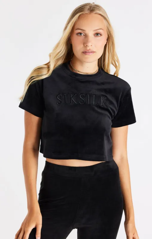 SikSilk Velour Cropped Tee - Black sold by Siksilk