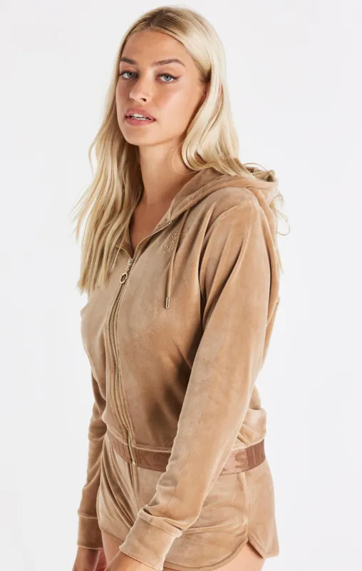 Gold Velour Zip Thru Jacket sold by Siksilk