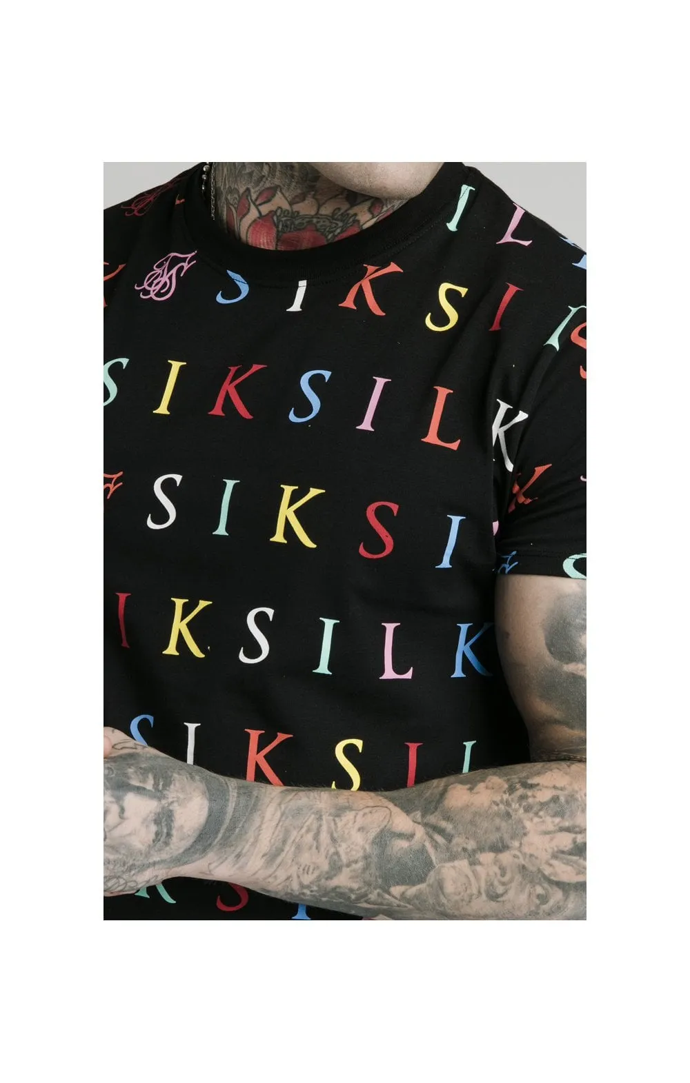 SikSilk Colours S/S Fitted Box Tee - Black & Multi sold by Siksilk product image thumbnail 2