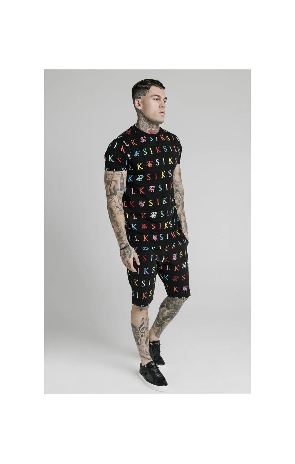 SikSilk Colours S/S Fitted Box Tee - Black & Multi sold by Siksilk product image thumbnail 3