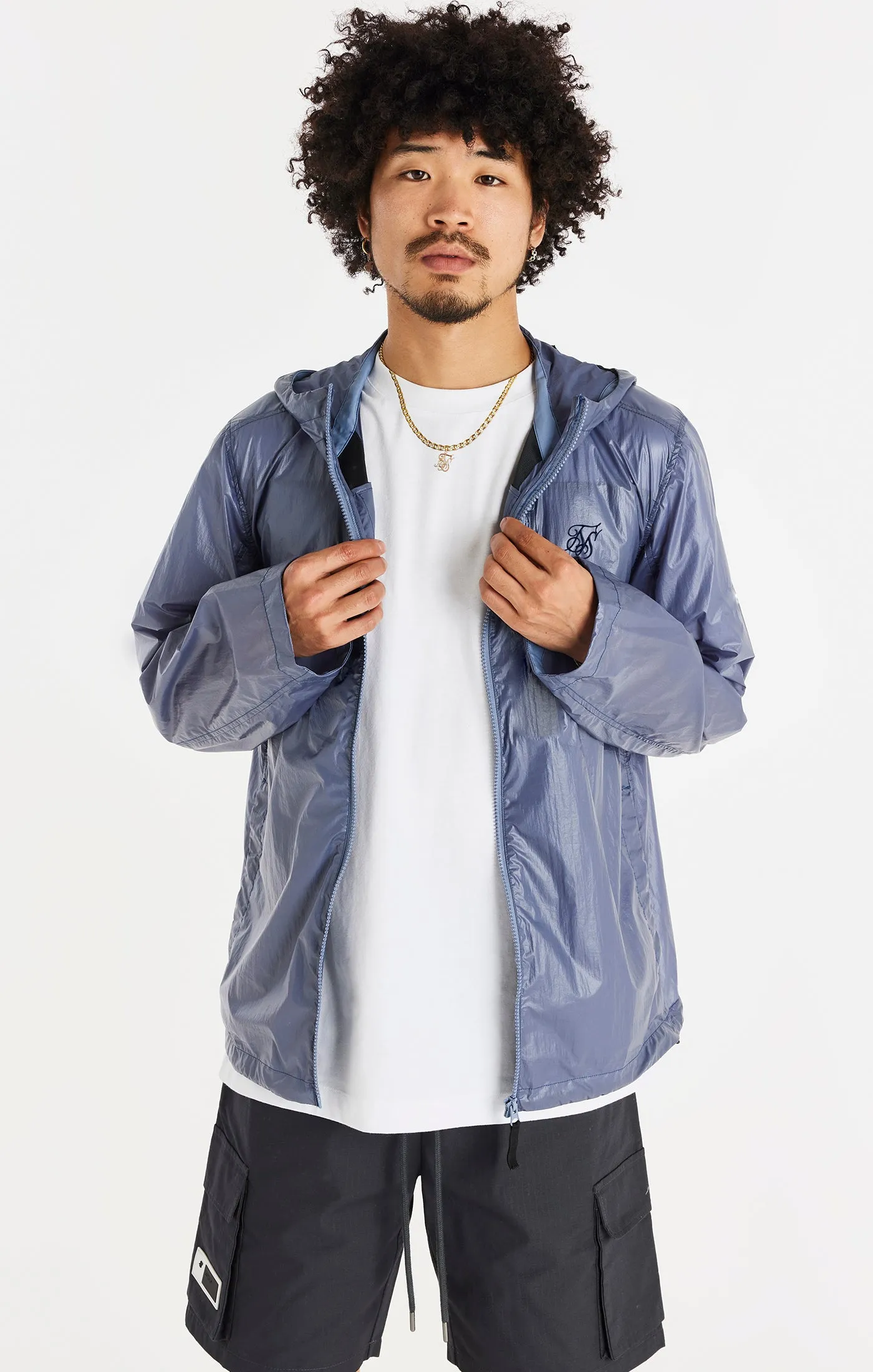 SikSilk Packaway Nylon Zip Through Jacket - Navy sold by Siksilk