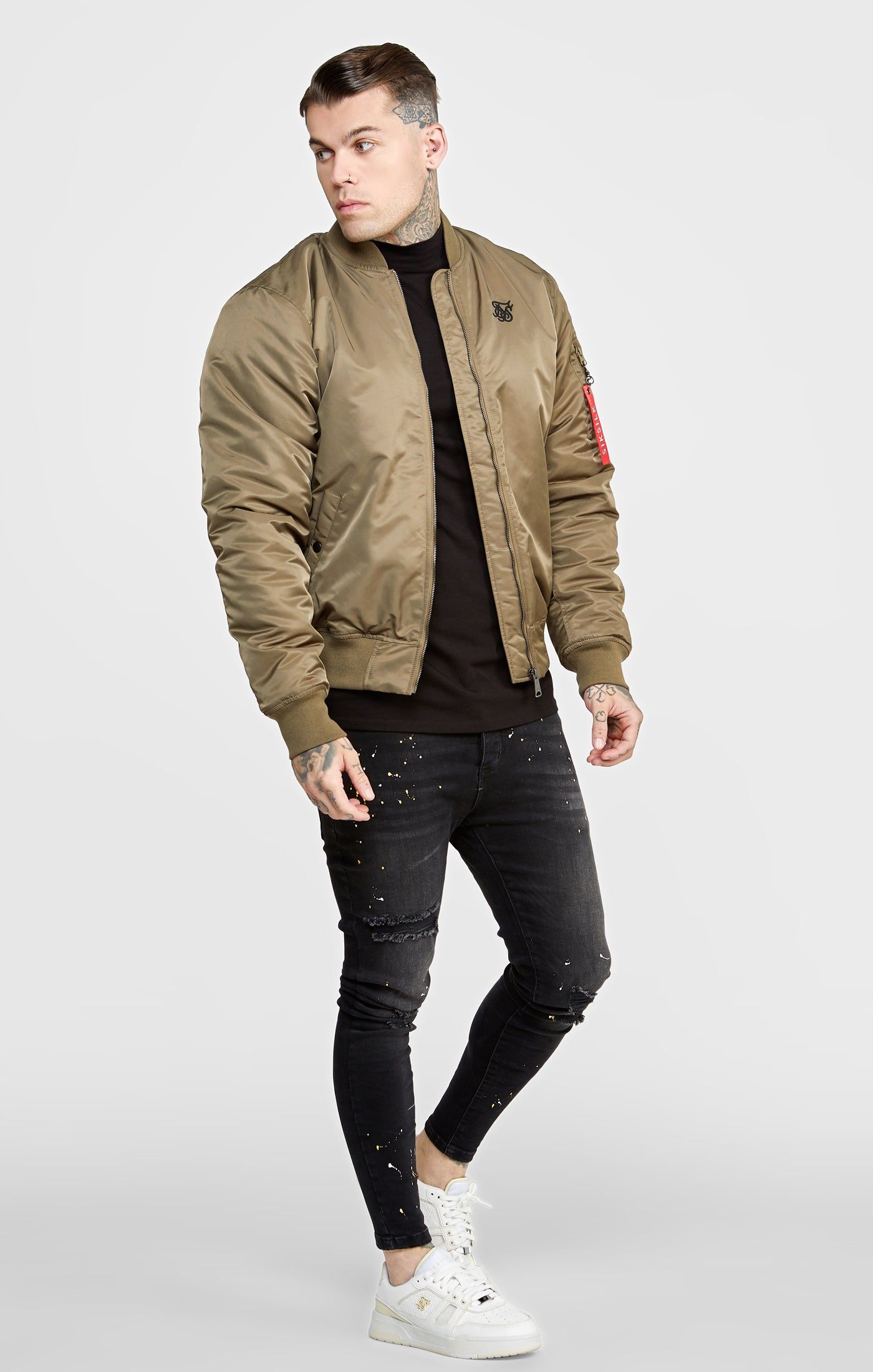 Khaki Flight Bomber Jacket sold by Siksilk product image thumbnail 4