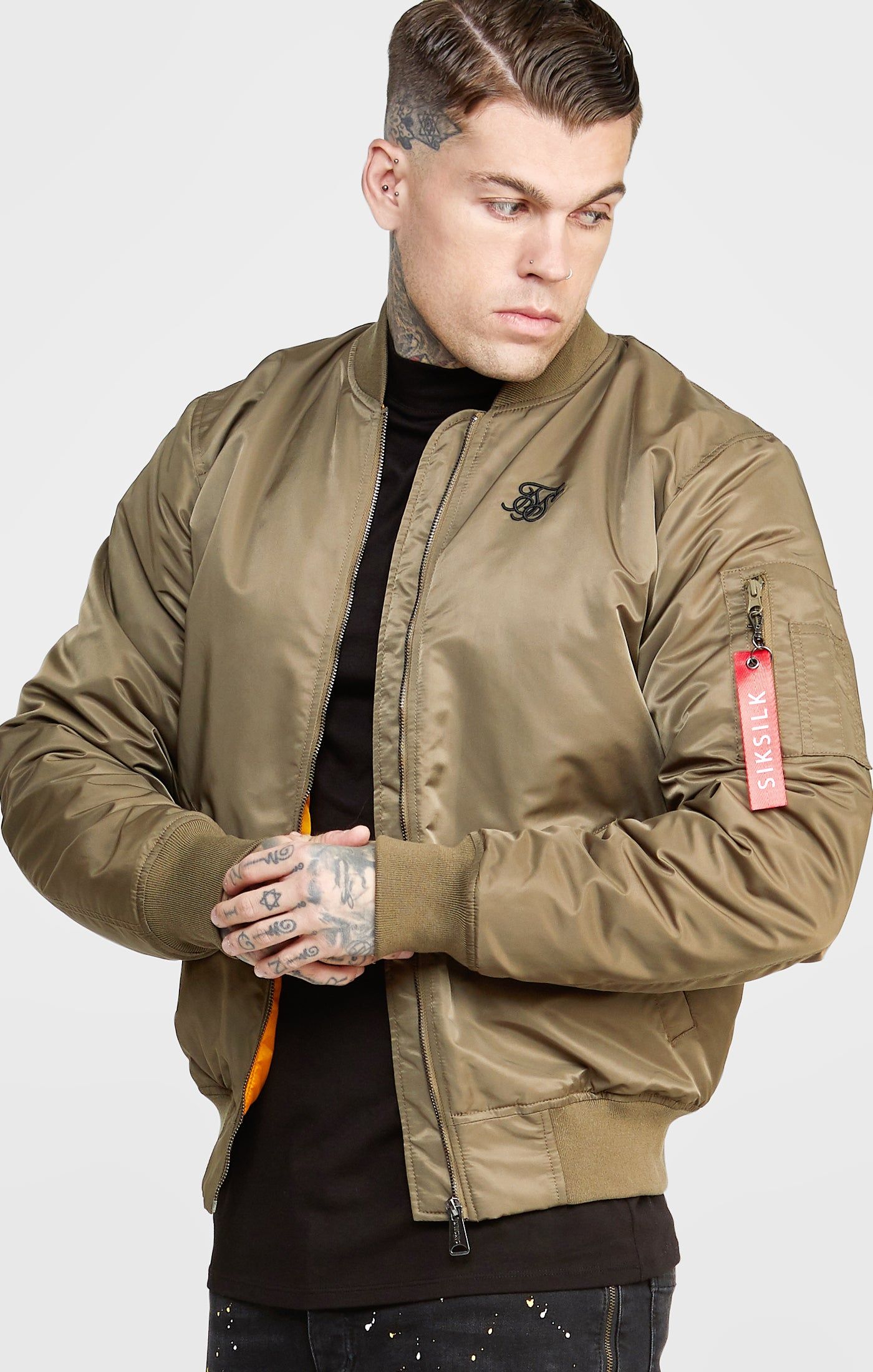 Khaki Flight Bomber Jacket sold by Siksilk