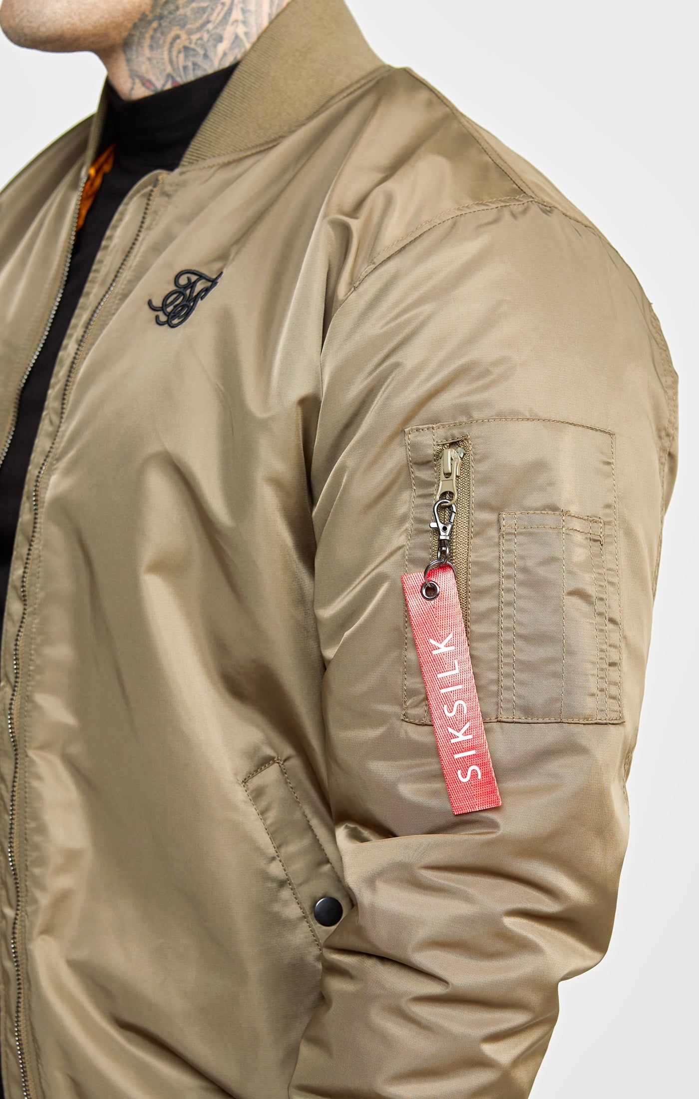 Khaki Flight Bomber Jacket sold by Siksilk product image thumbnail 2
