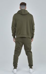 Khaki Essential Zip Through Funnel Hoodie sold by Siksilk