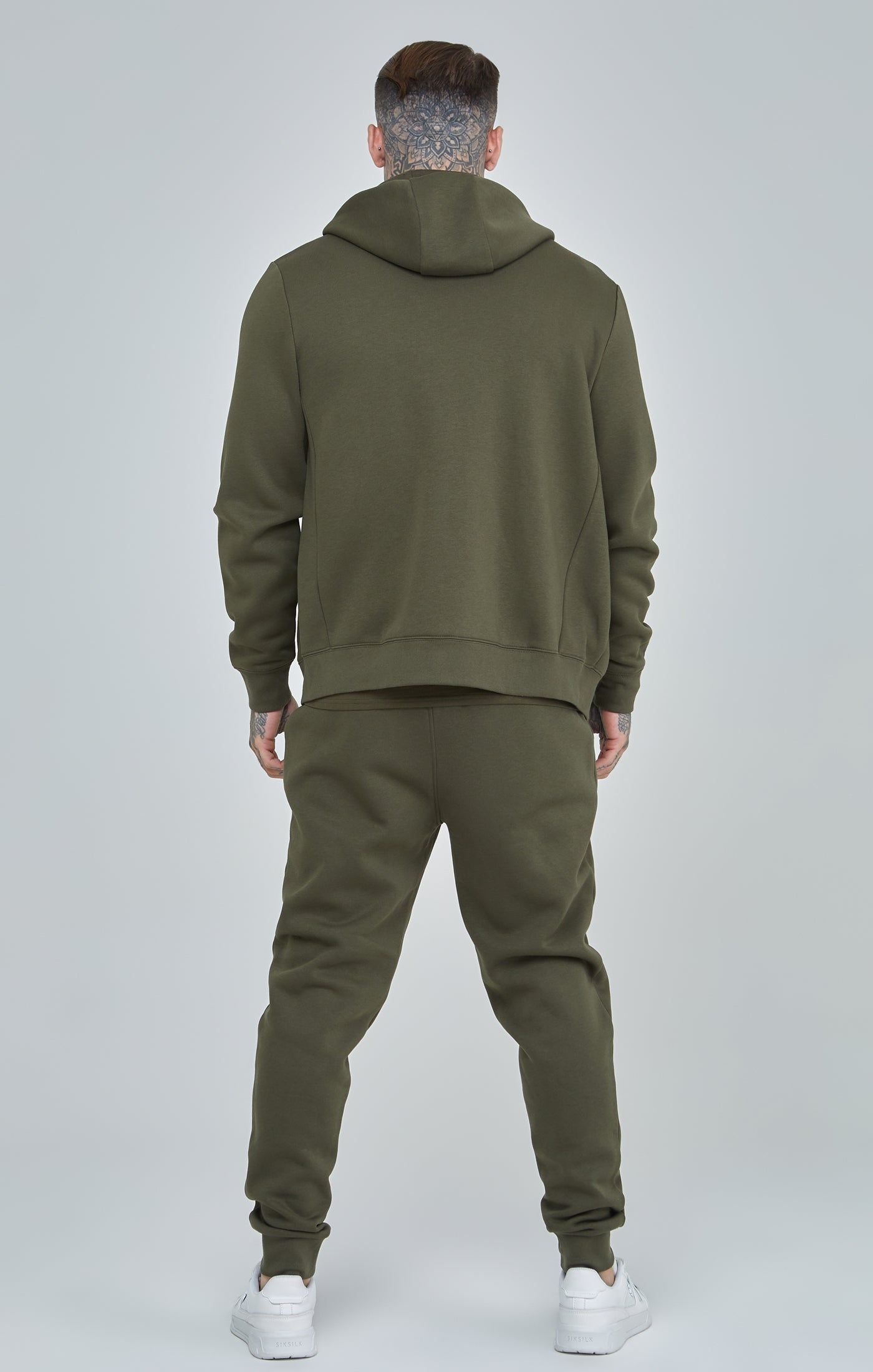 Khaki Essential Zip Through Funnel Hoodie sold by Siksilk product image thumbnail 5