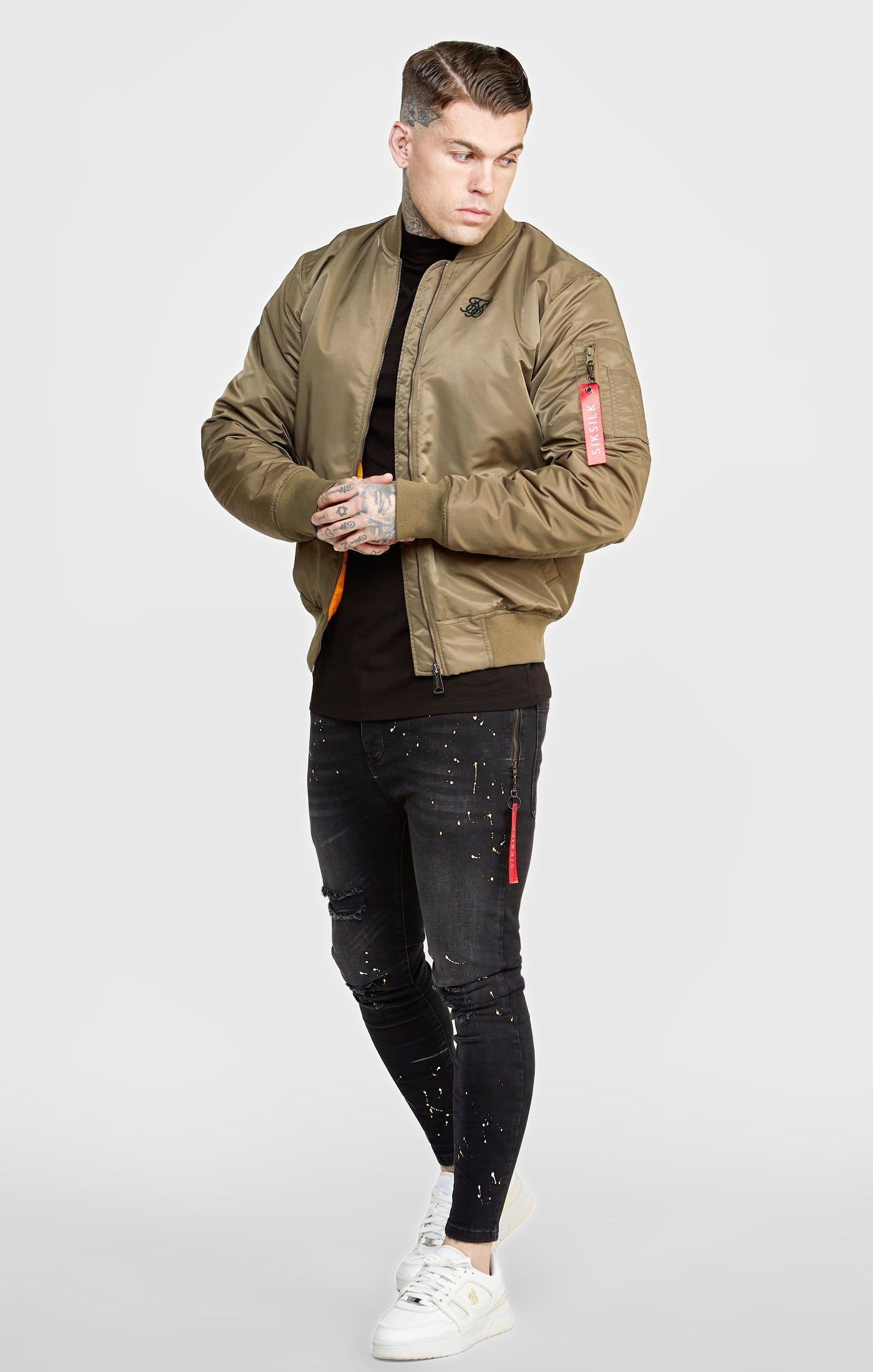 Khaki Flight Bomber Jacket sold by Siksilk product image thumbnail 3