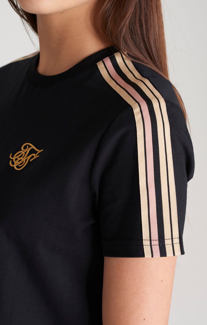 Girls Black Taped Cropped T-Shirt sold by Siksilk product image thumbnail 3