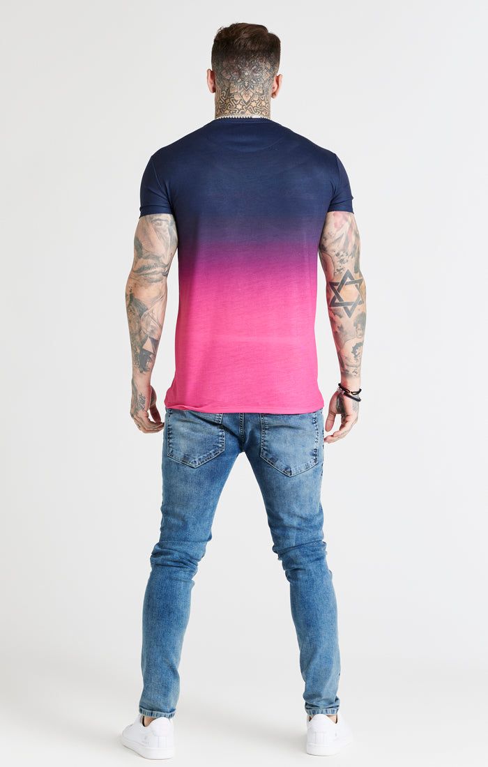 Navy Fade Muscle Fit T-Shirt sold by Siksilk product image thumbnail 5
