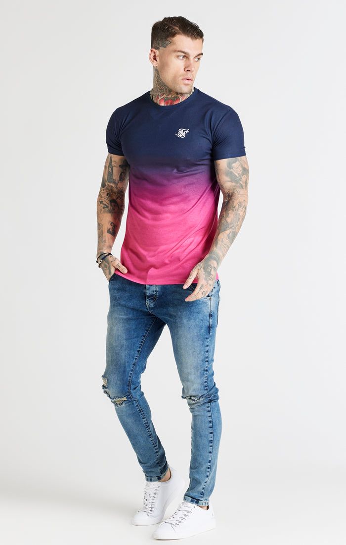 Navy Fade Muscle Fit T-Shirt sold by Siksilk product image thumbnail 3