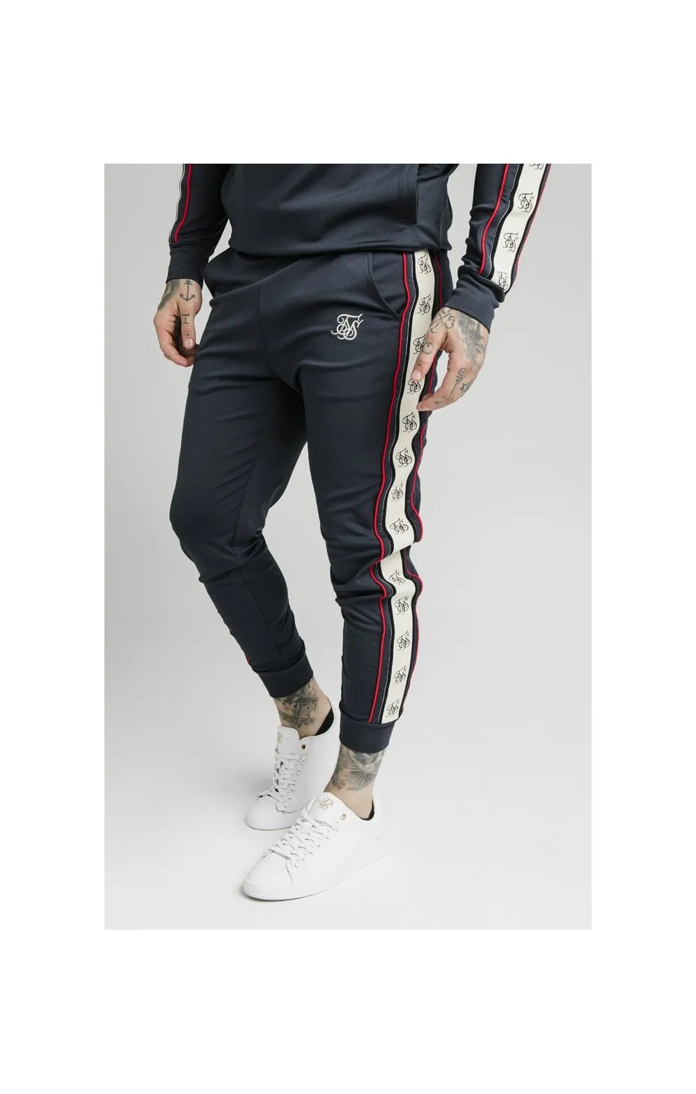 SikSilk Premium Tape Cuffed Pants – Navy sold by Siksilk