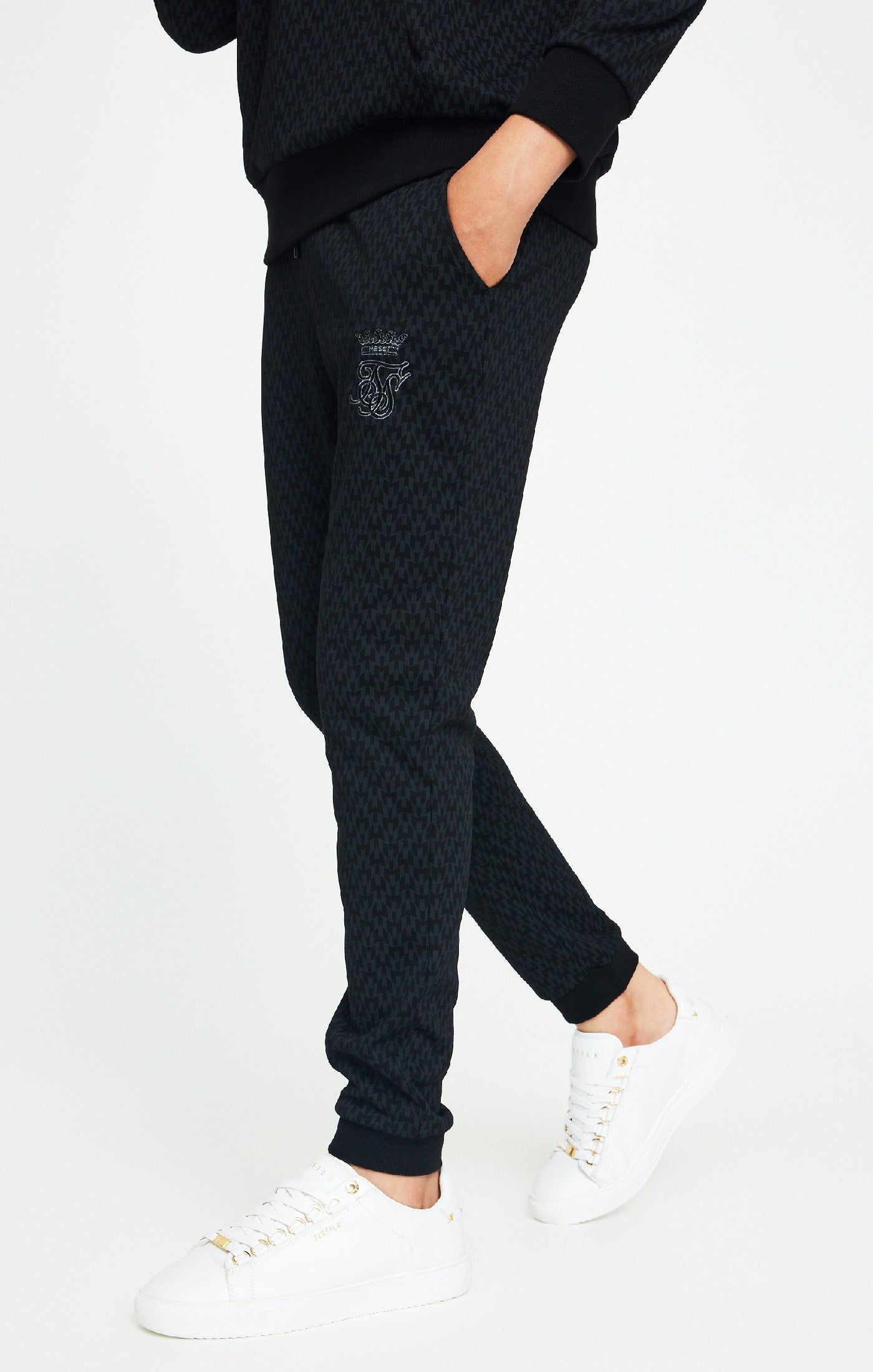 Boys Messi x SikSilk Black Print Cuffed Pant sold by Siksilk