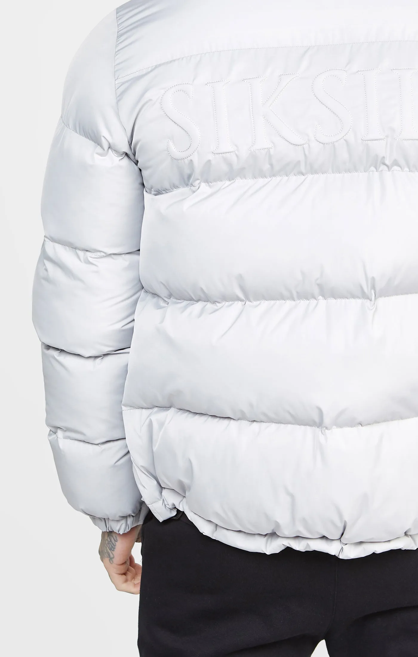 Grey Embossed Logo Puffer Jacket sold by Siksilk product image thumbnail 2