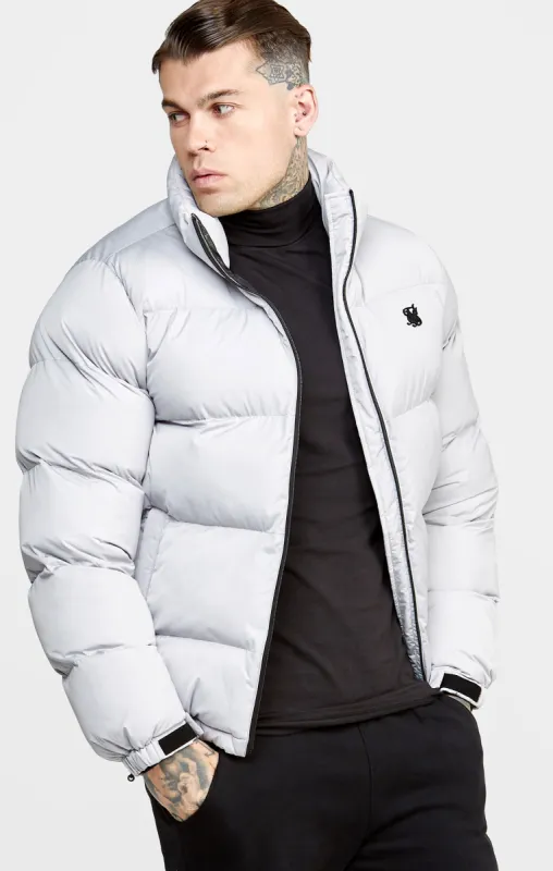 Grey Embossed Logo Puffer Jacket sold by Siksilk