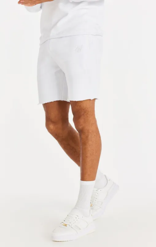 SikSilk Relaxed Flight Raw Hem Shorts - White sold by Siksilk