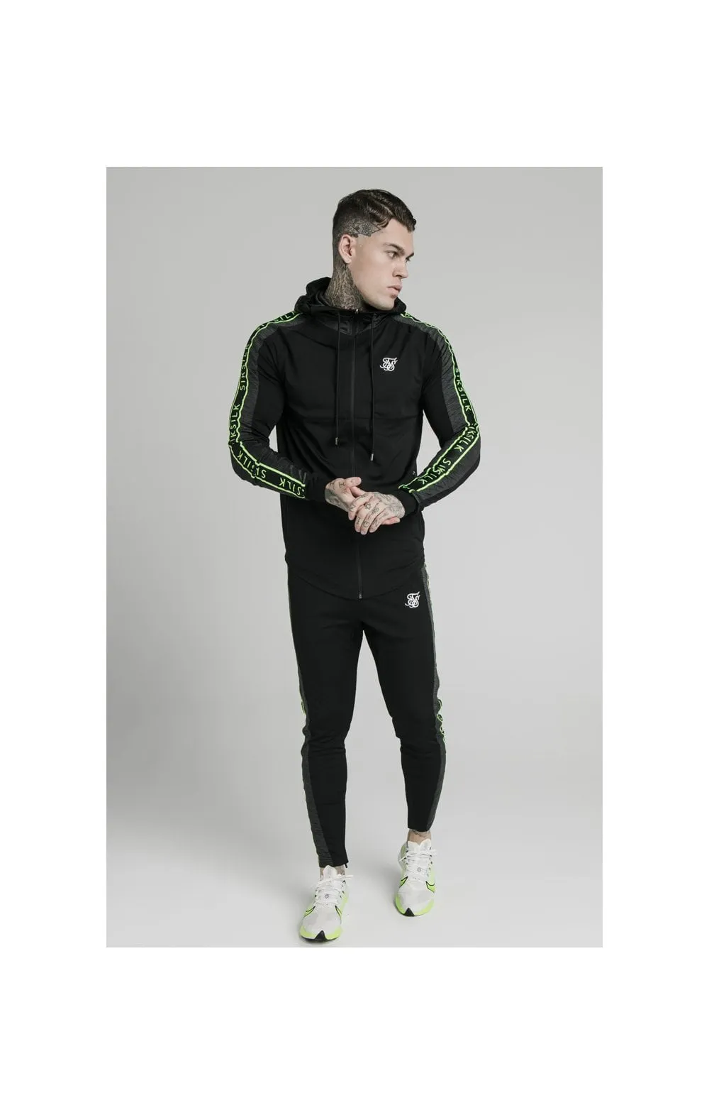 SikSilk Hyper Athlete Zip Through Hoodie - Black & Neon Fluro sold by Siksilk product image thumbnail 4