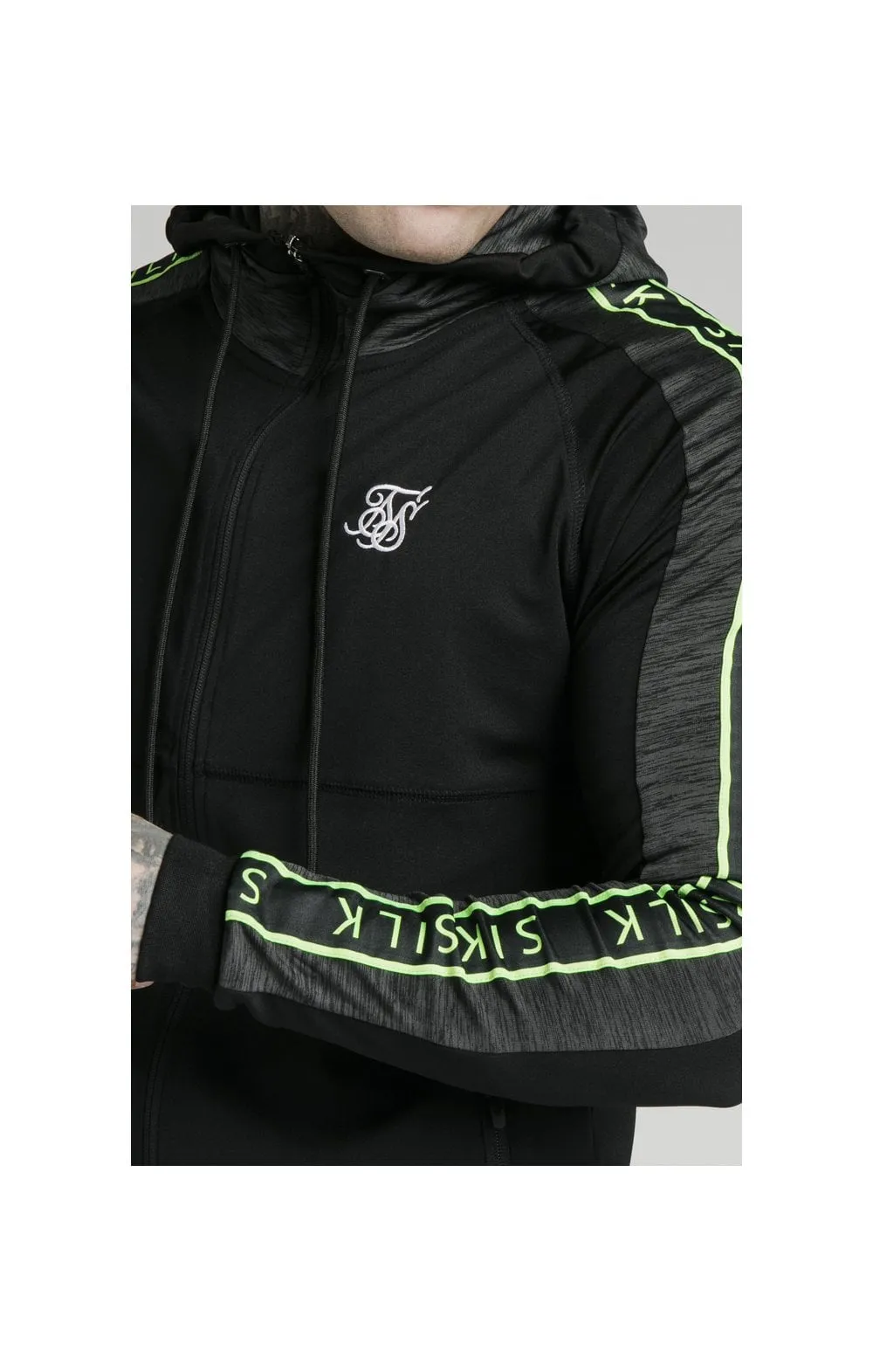 SikSilk Hyper Athlete Zip Through Hoodie - Black & Neon Fluro sold by Siksilk product image thumbnail 2