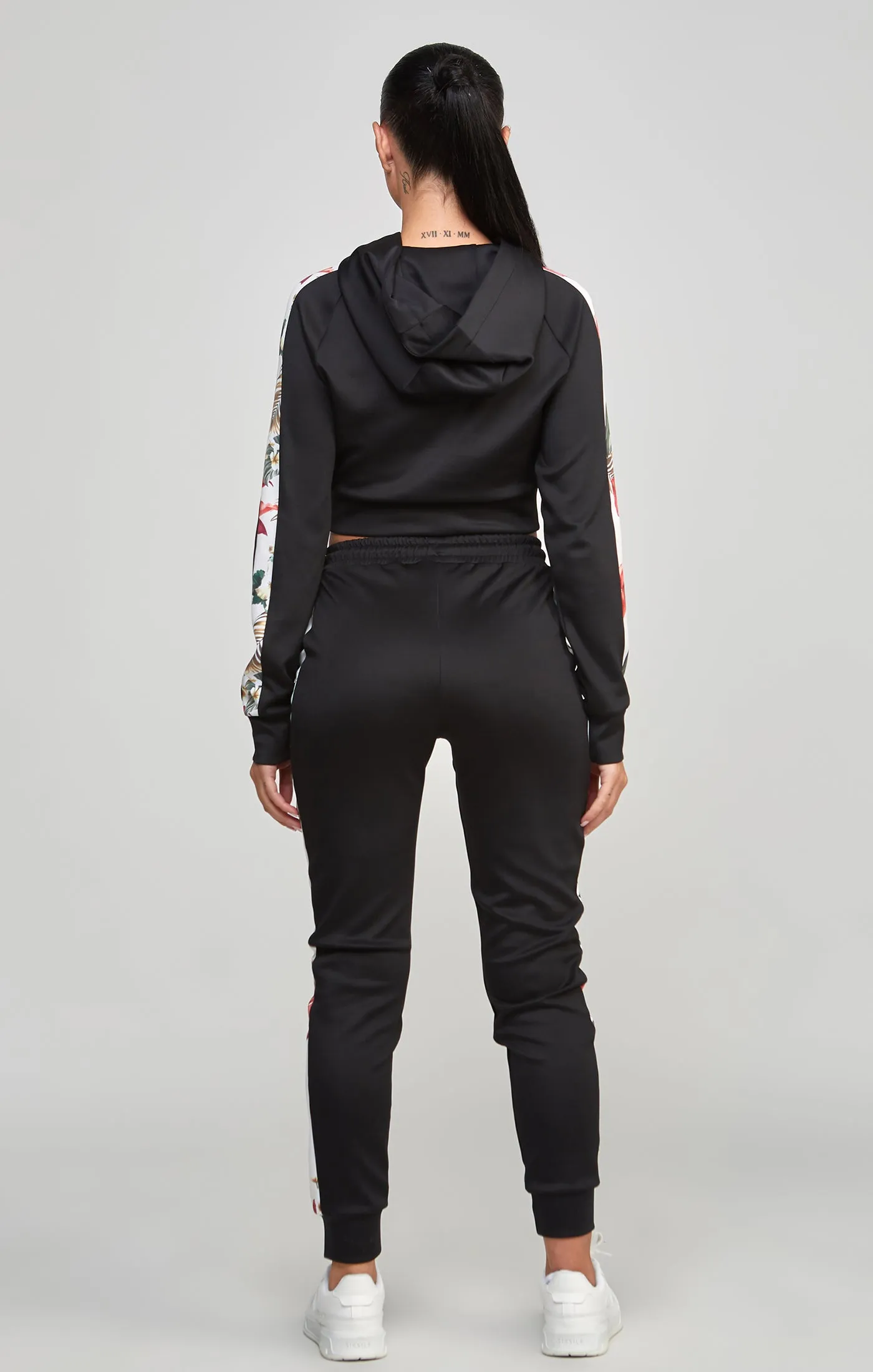 Black Floral Panelled Crop Hoodie sold by Siksilk product image thumbnail 5