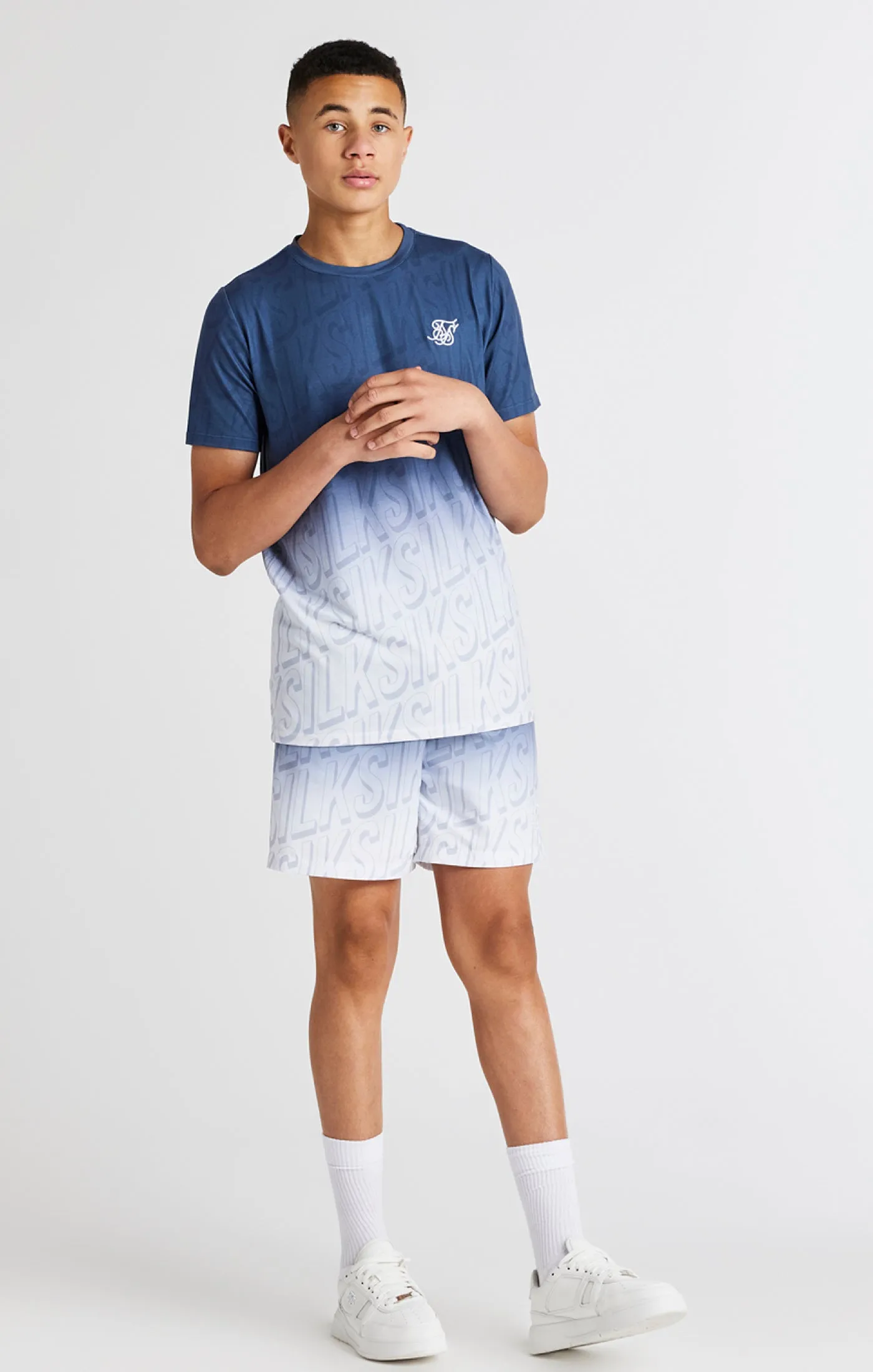 Boys Navy Branded Fade T-Shirt sold by Siksilk product image thumbnail 3