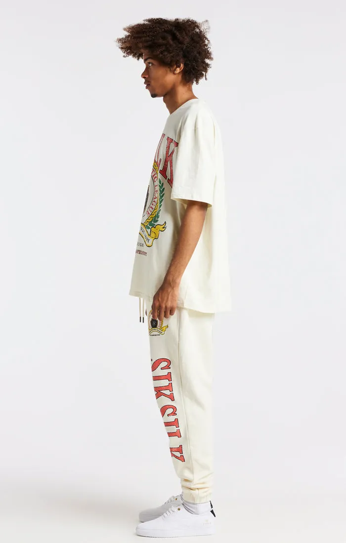 Ecru Varsity Print Oversized T-Shirt sold by Siksilk product image thumbnail 5