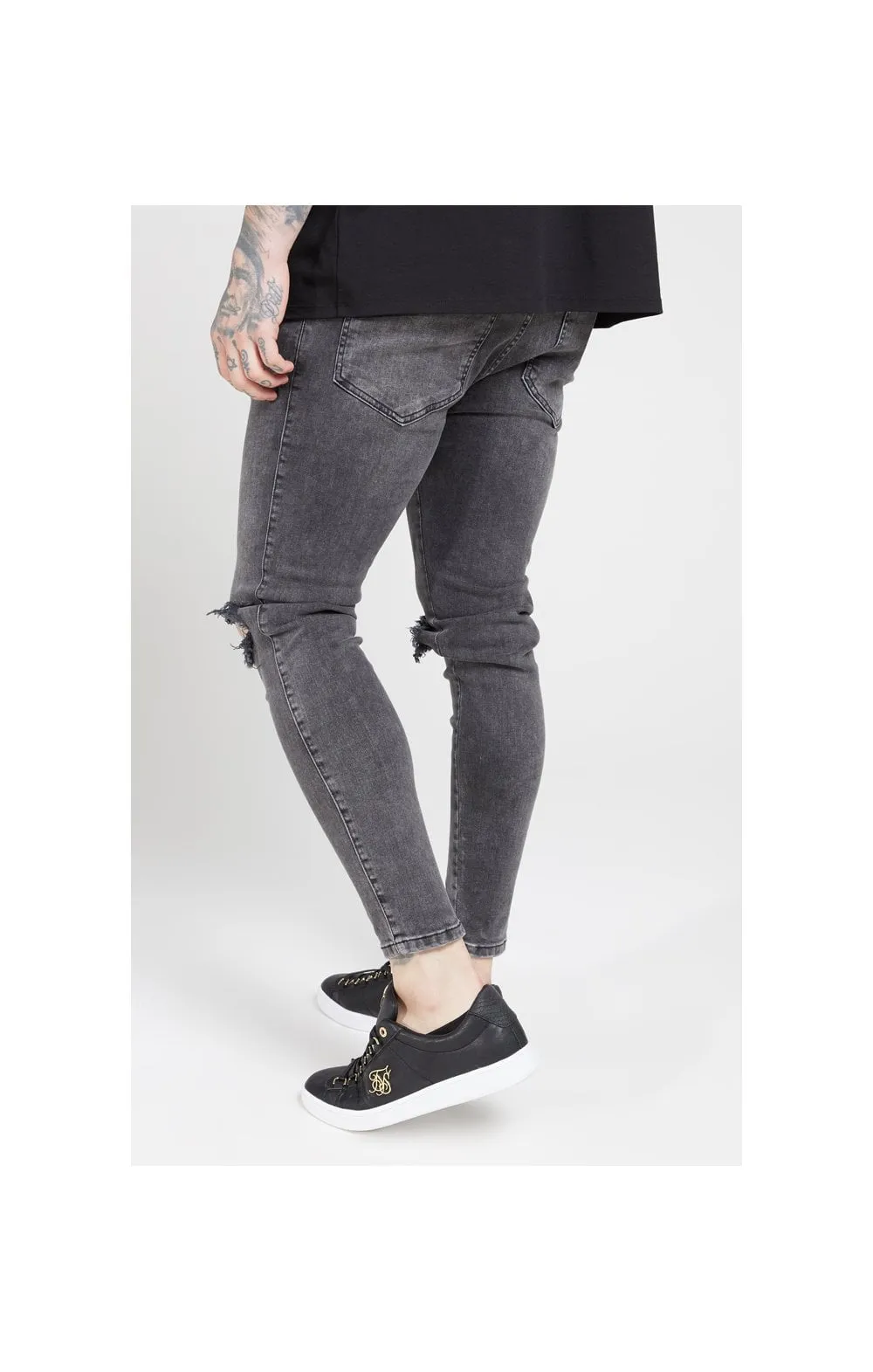 SikSilk Skinny Distressed Slice Knee Denims - Dark Grey sold by Siksilk product image thumbnail 3