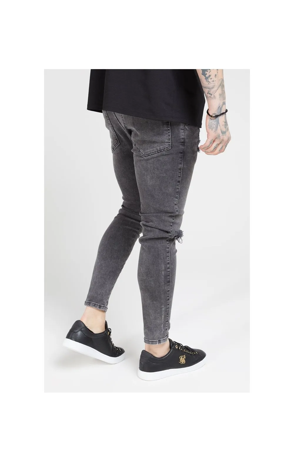 SikSilk Skinny Distressed Slice Knee Denims - Dark Grey sold by Siksilk product image thumbnail 4