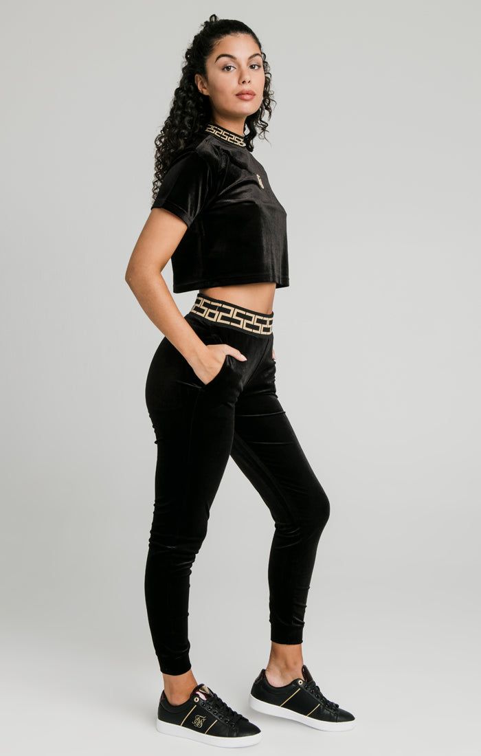 Black Velour Crop T-Shirt sold by Siksilk product image thumbnail 4