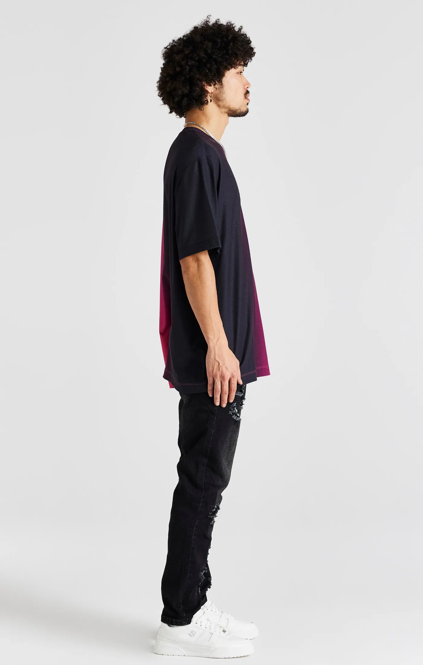 Black Print Oversized Short Sleeve T-Shirt sold by Siksilk product image thumbnail 5