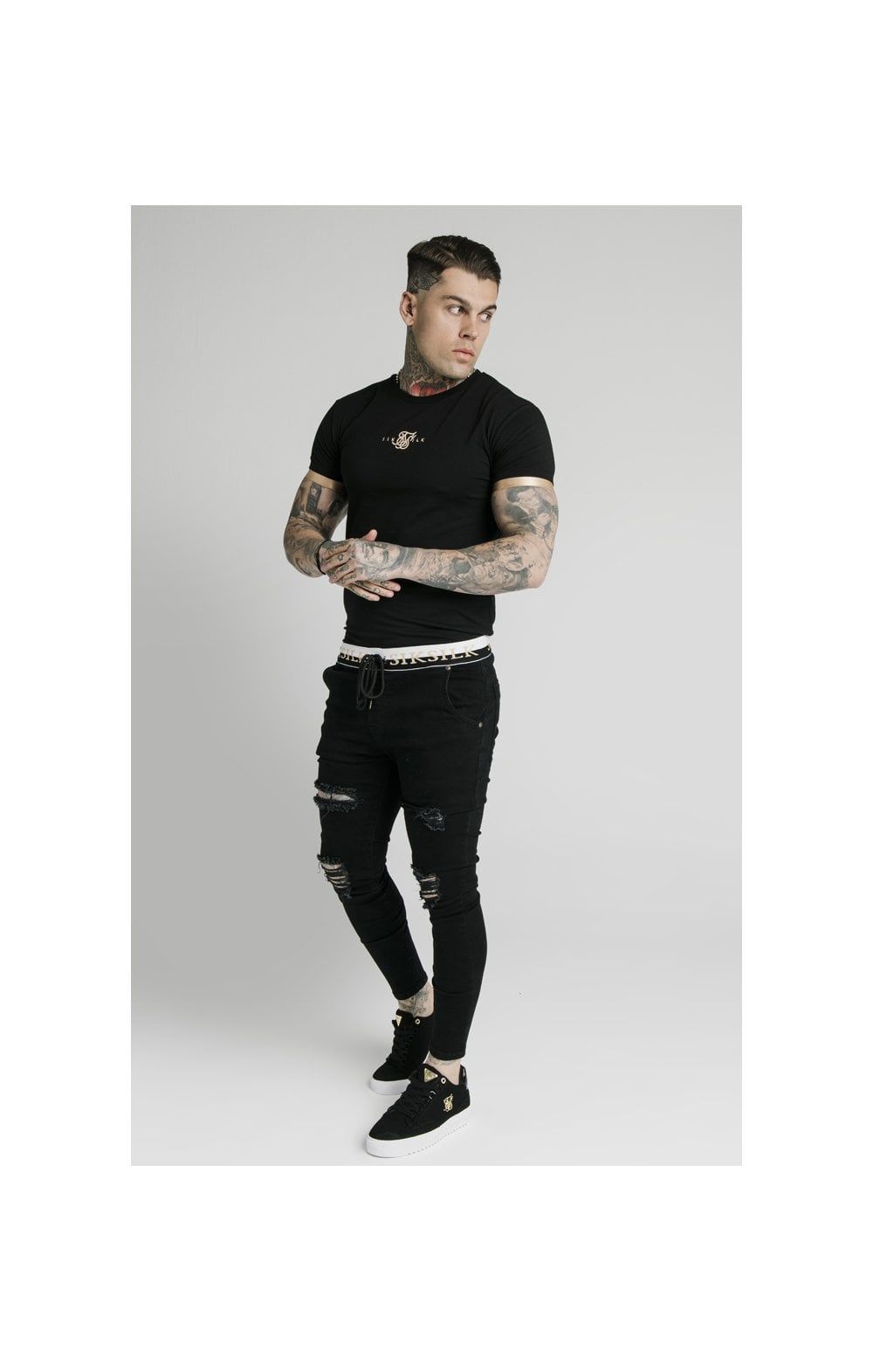 SikSilk S/S Inset Cuff Gym Tee – Black & Gold sold by Siksilk product image thumbnail 8