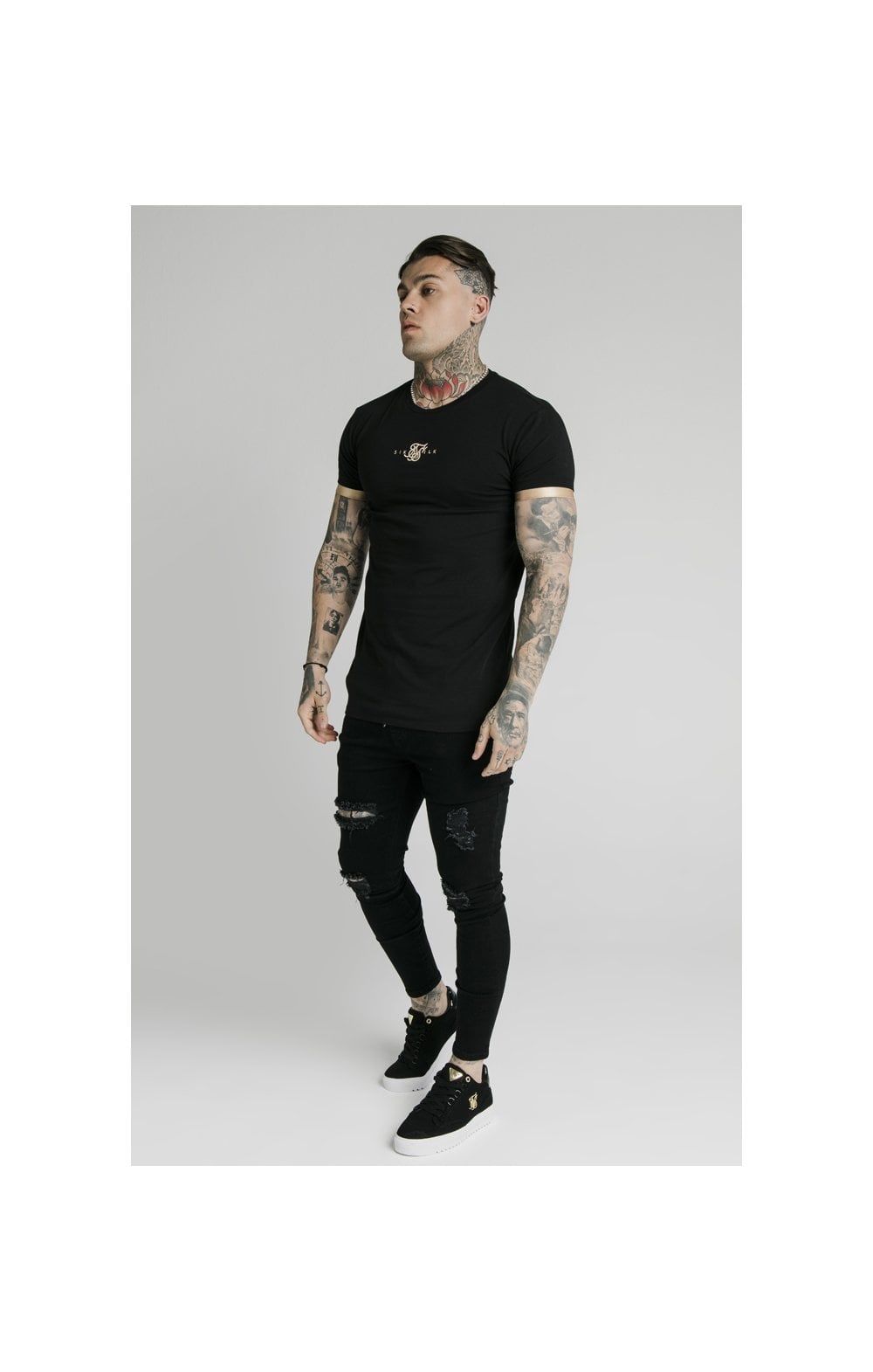 SikSilk S/S Inset Cuff Gym Tee – Black & Gold sold by Siksilk product image thumbnail 6