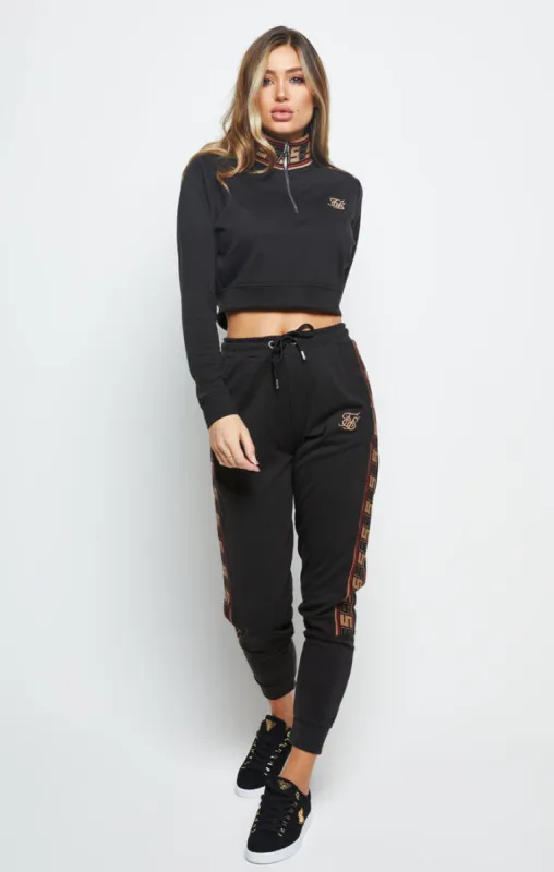 SikSilk Distinction Quarter Zip Crop Hoodie - Black sold by Siksilk