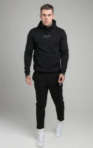 Black Debossed Print Overhead Hoodie sold by Siksilk