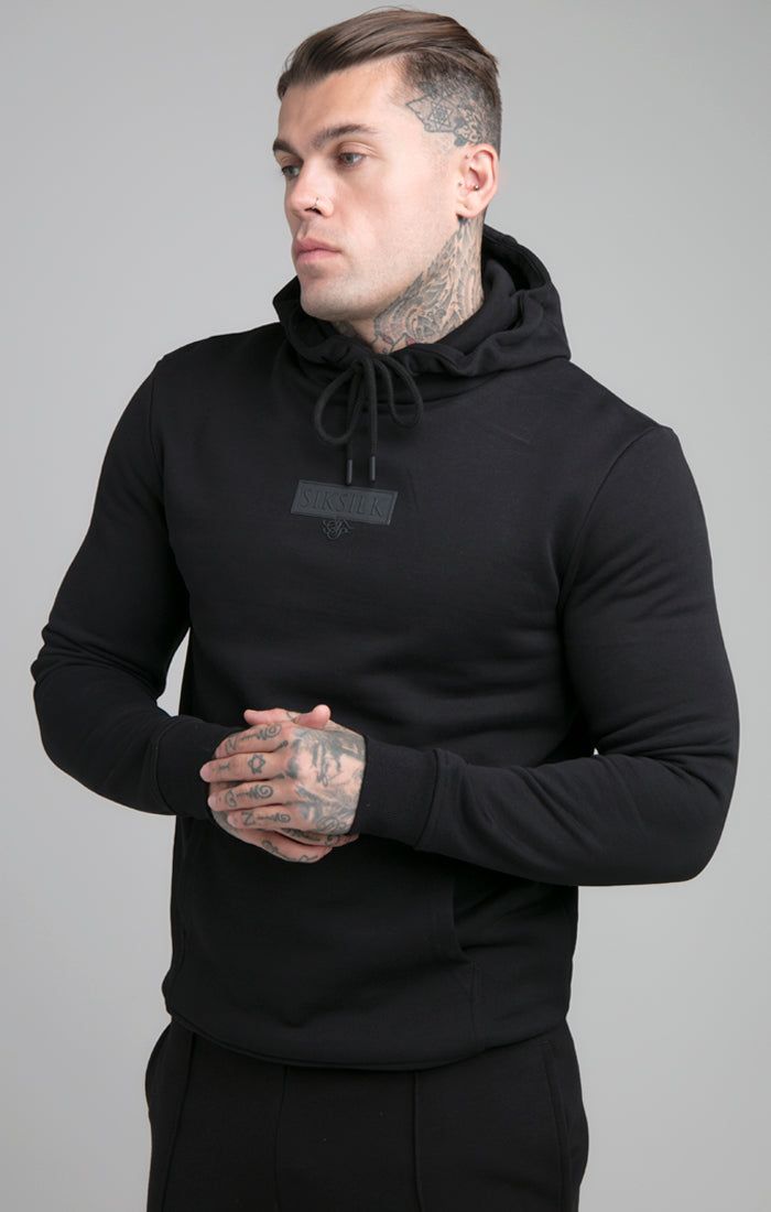 Black Debossed Print Overhead Hoodie sold by Siksilk
