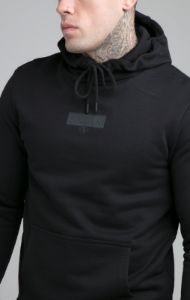 Black Debossed Print Overhead Hoodie sold by Siksilk