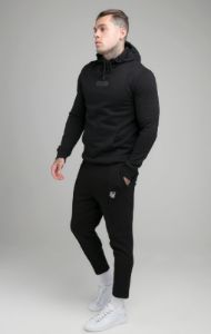 Black Debossed Print Overhead Hoodie sold by Siksilk