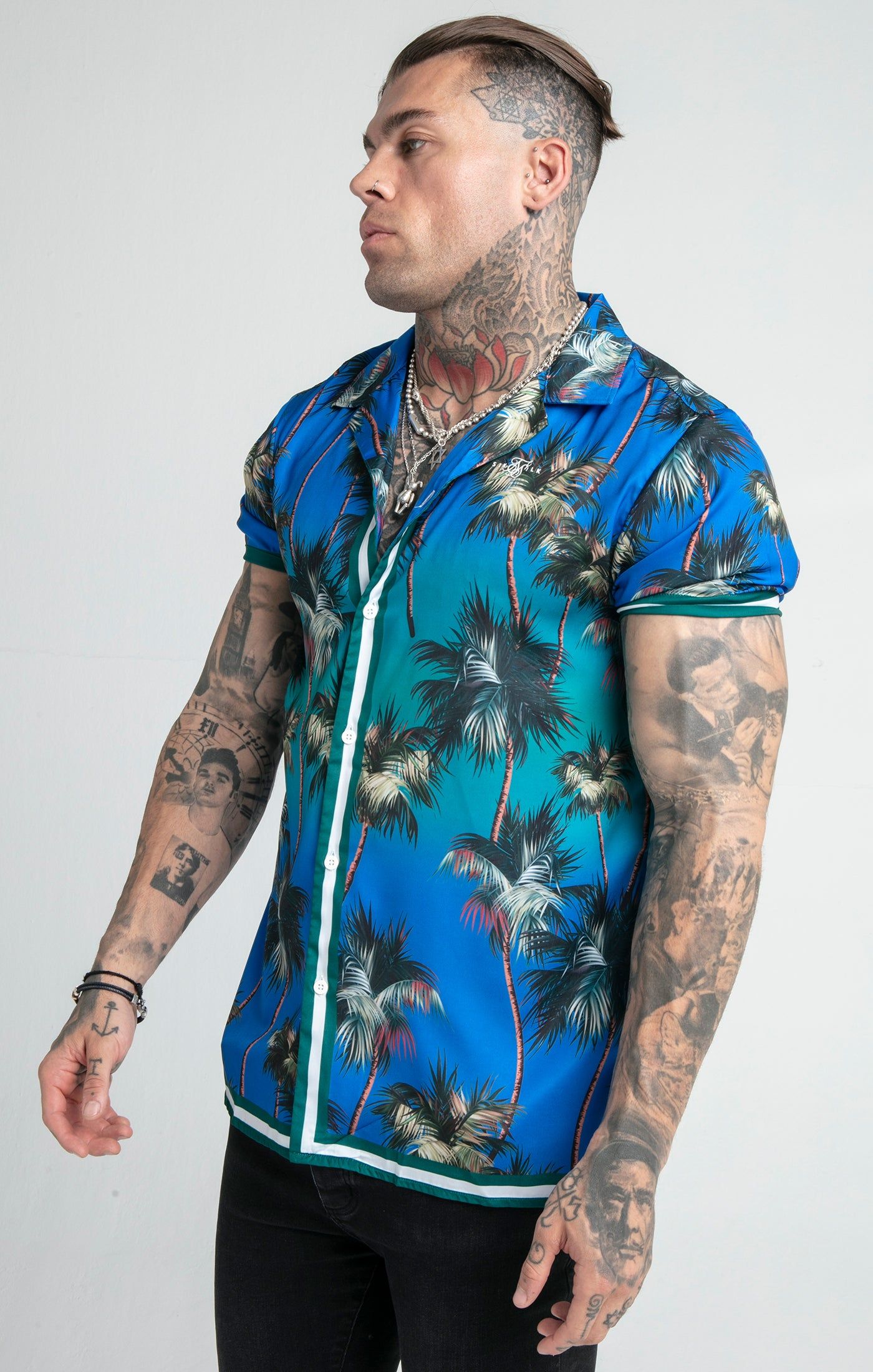 Blue Palm Resort Shirt sold by Siksilk