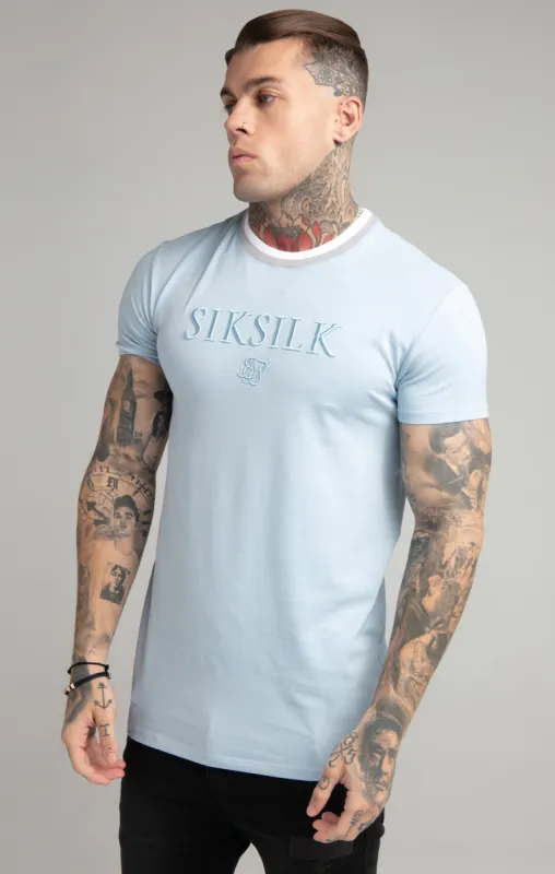 Blue Rib Collar Muscle Fit T-Shirt sold by Siksilk
