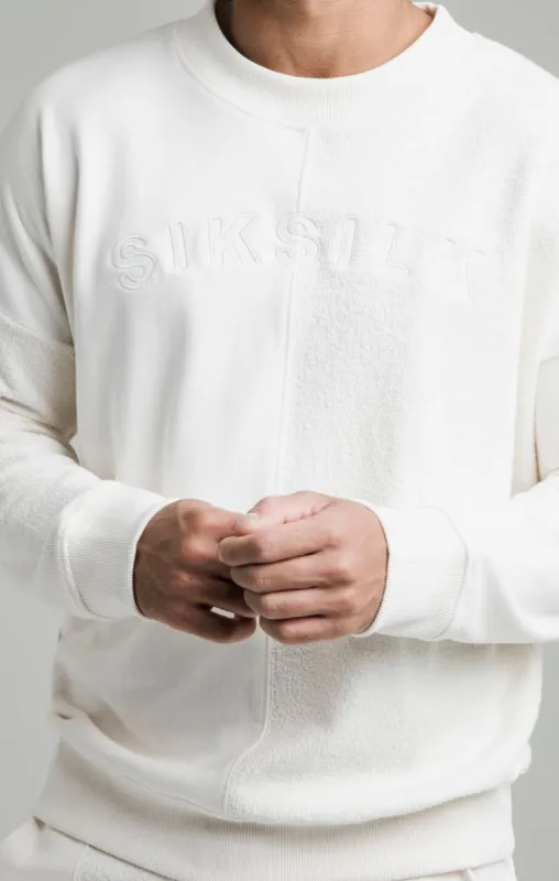 SikSilk Half & Half Crew Sweater - Ecru sold by Siksilk