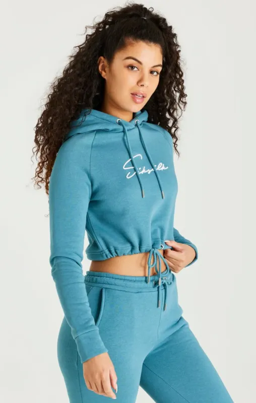 Teal Essential Cropped Hoodie sold by Siksilk