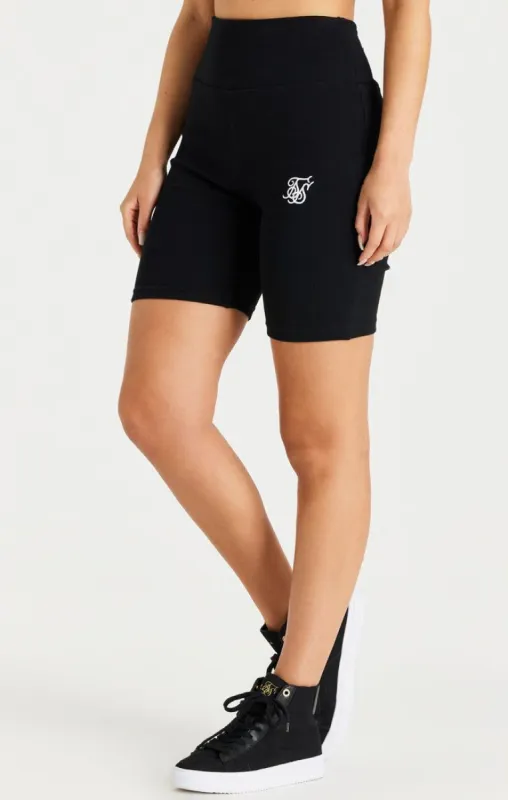 Black Ribbed Cycle Short sold by Siksilk